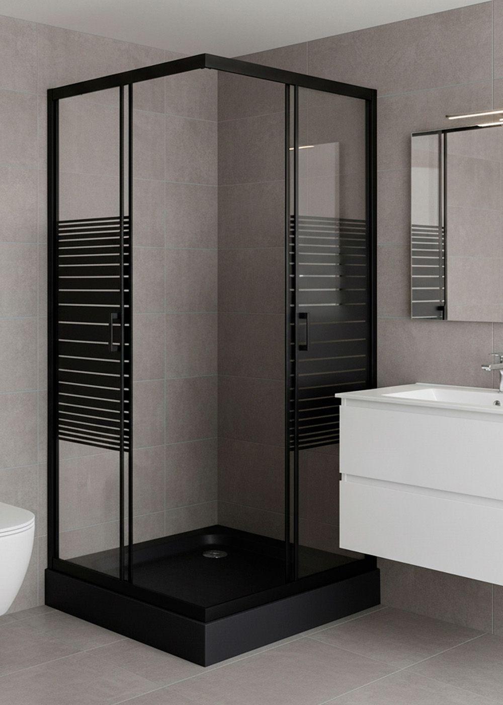 SHOWER DOOR JOYTEK RECTO STRAVA NEGRO 80X80X198 CM (INCLUYE RECEPTÁCULO)-4