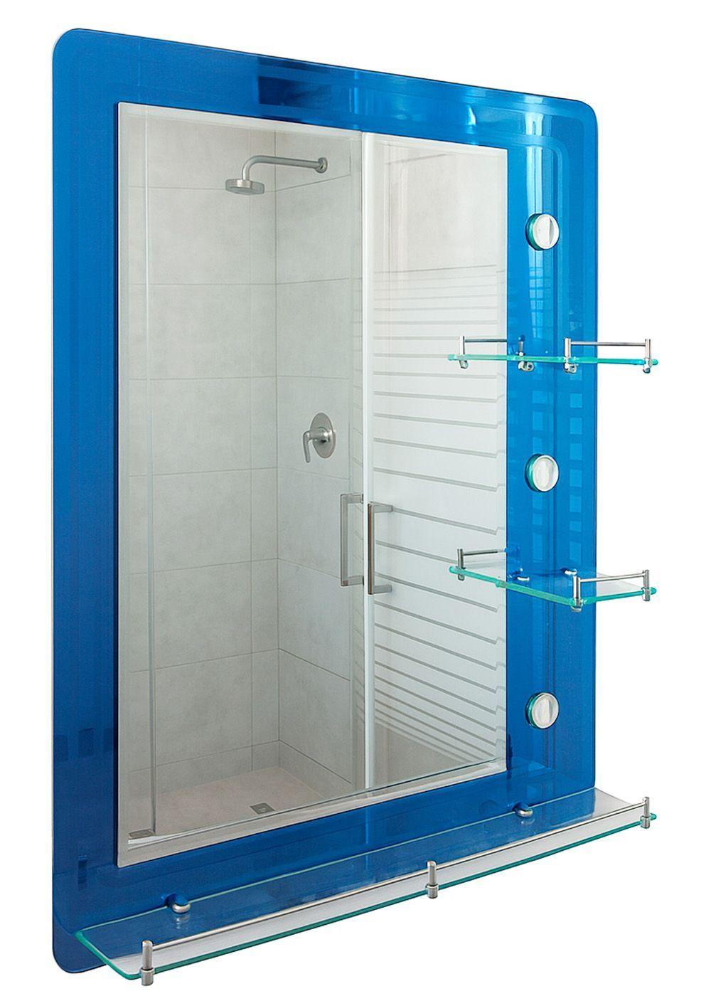 Espejo con Repisas Rectangular Blue 80x60 cm-3