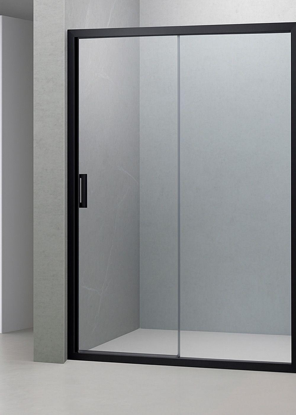 Mampara Ajustable de Ducha LENS 140-160 cm Transparente Negro-5