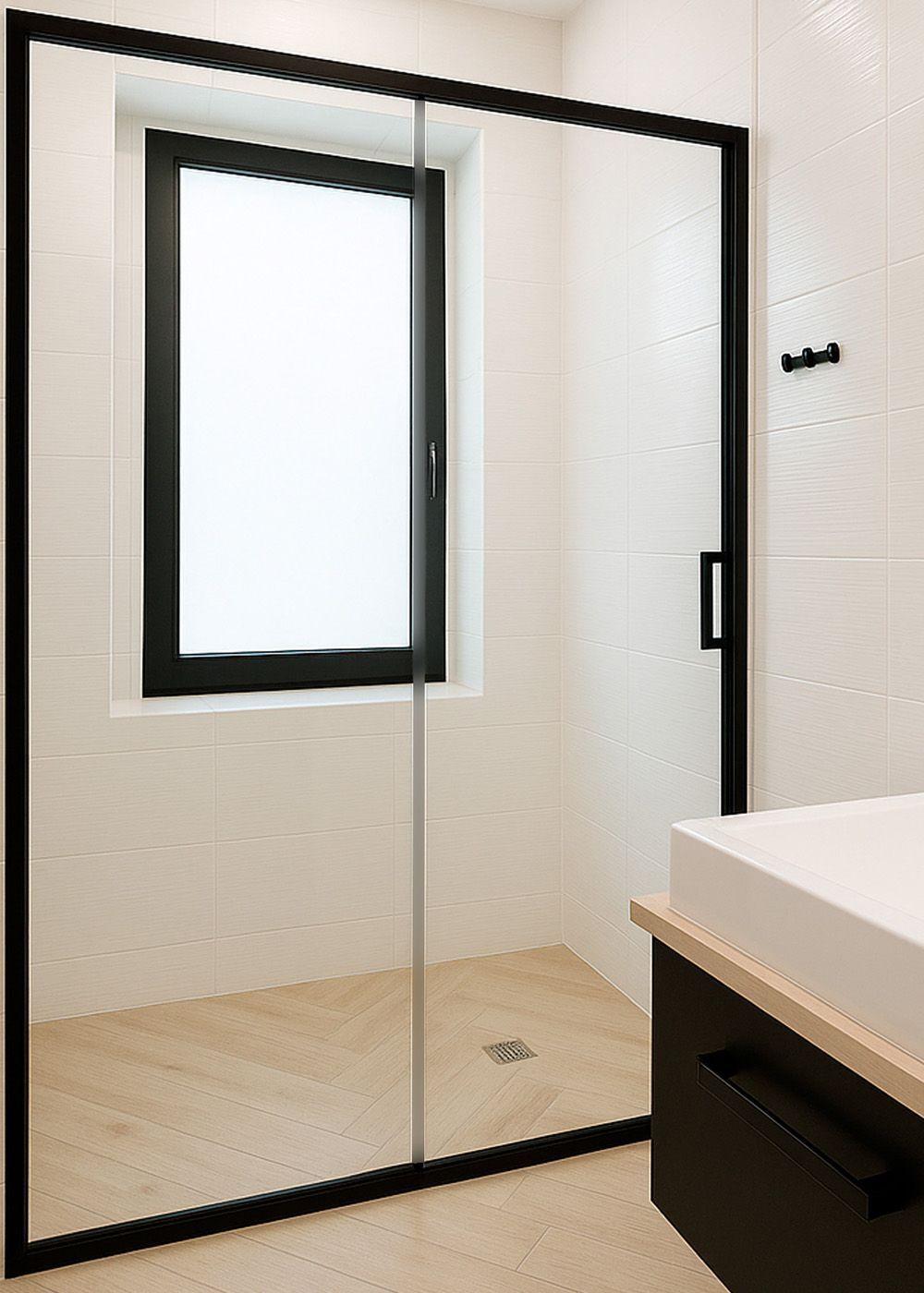 Mampara Ajustable de Ducha LENS 140-160 cm Transparente Negro-2