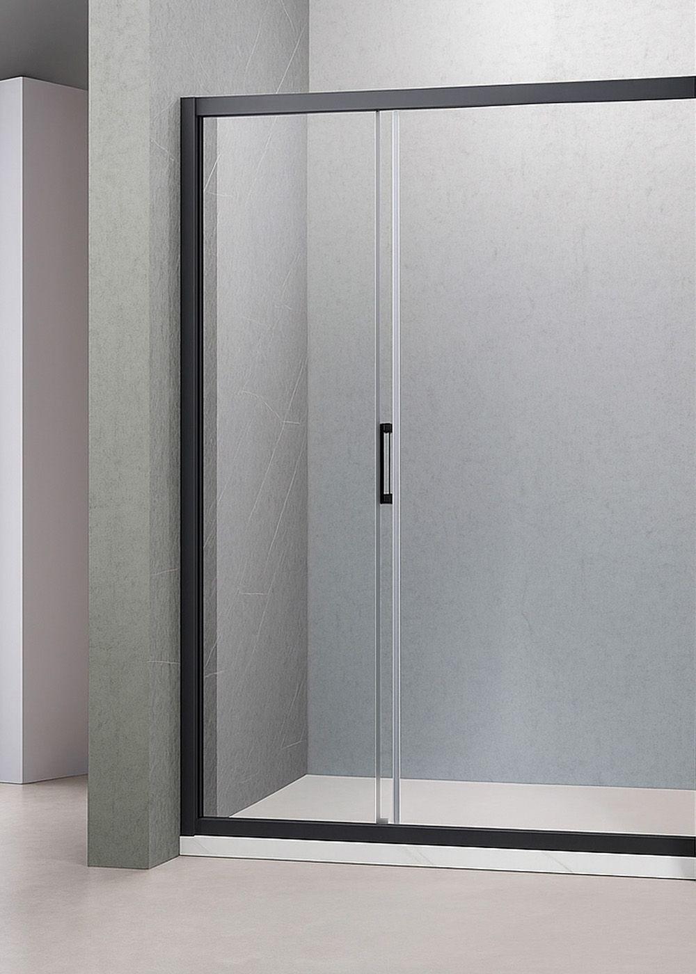 Mampara Ajustable de Ducha LENS 140-160 cm Transparente Negro-3