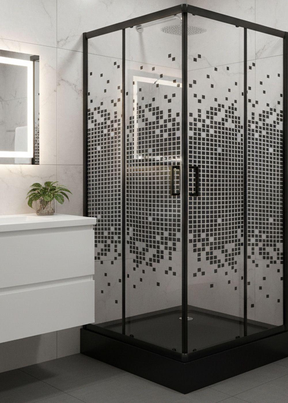 SHOWER DOOR JOYTEK RECTO MOSAIC BLACK 80X80X199 CM (INCLUYE RECEPTÁCULO)-2