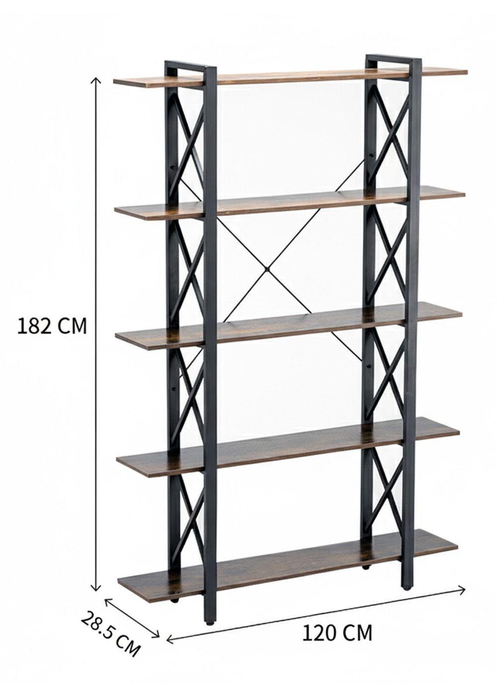 Estante de Metal y Madera 5 Niveles 120x28.5x182 cm Nogal Oscuro-5