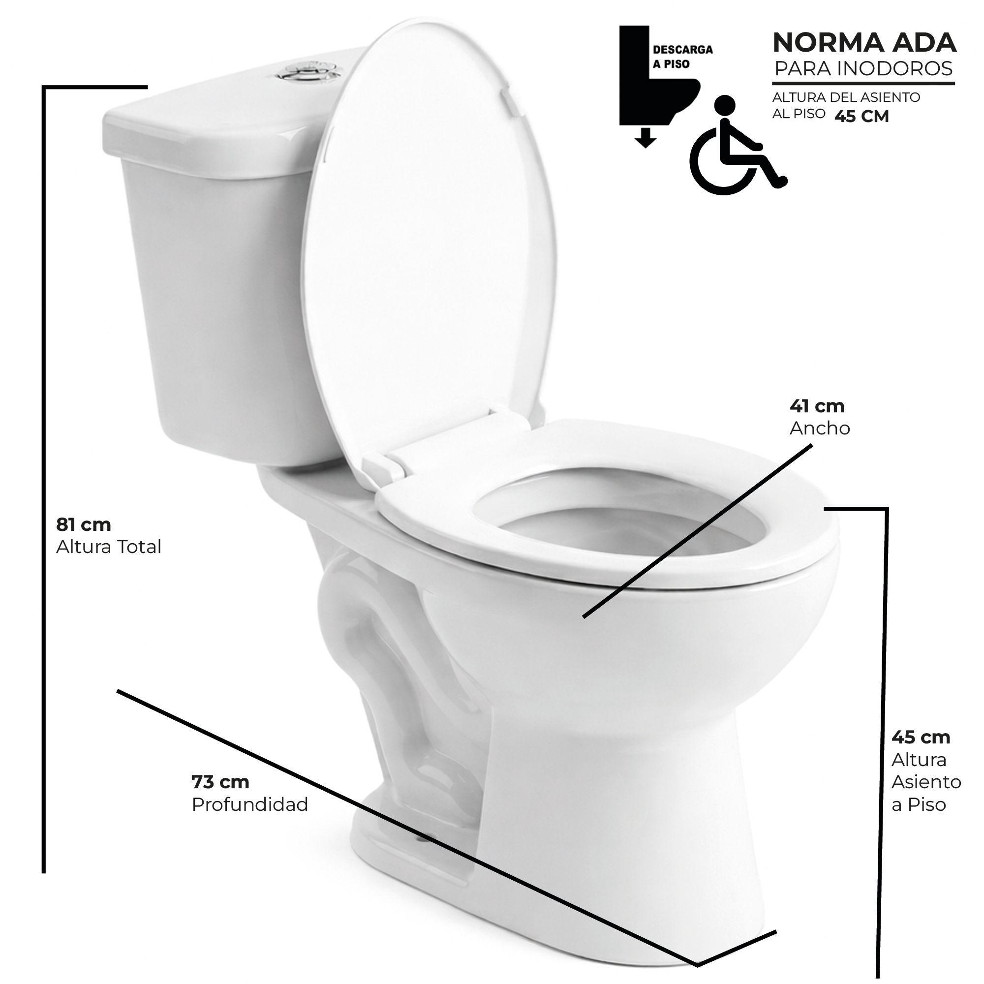 WC Sanitario Two Piece para Discapacitados Descarga a Piso 30 cm-3