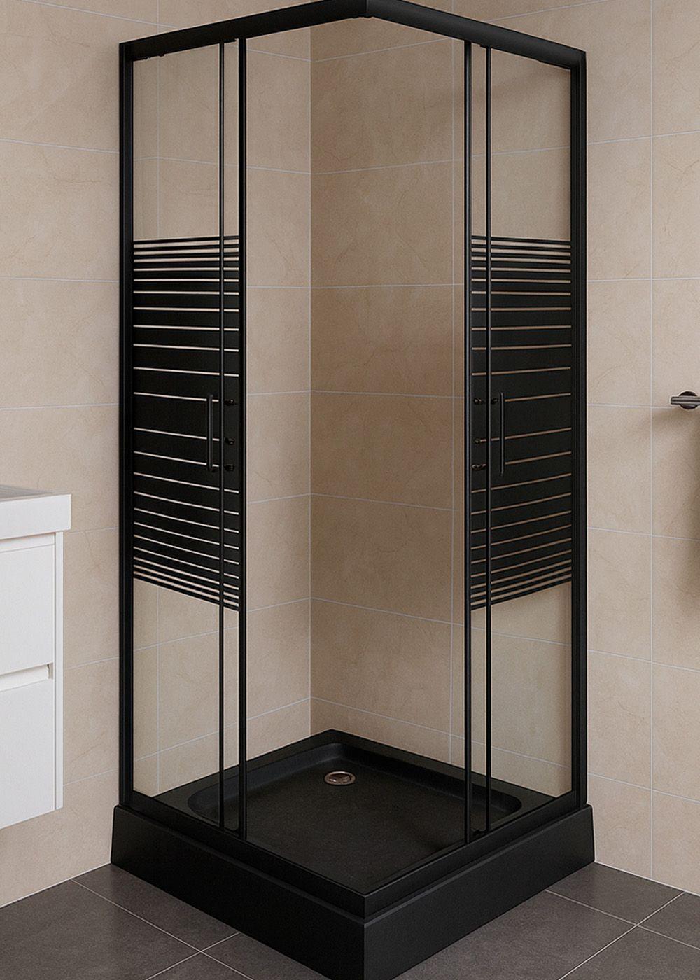 Shower Recto Strava Negro 70x70x185cm (Incluye Receptáculo)-3