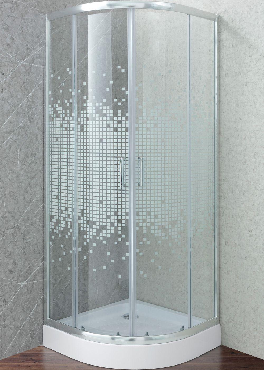 SHOWER DOOR JOYTEK CURVO MOSAIC WHITE 80X80X199 CM (INCLUYE RECEPTÁCULO)-2