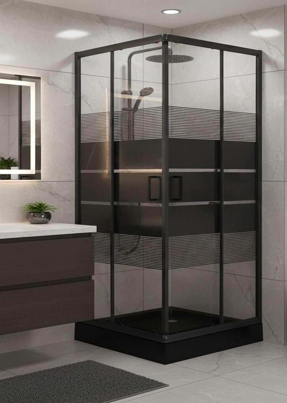 SHOWER DOOR JOYTEK STYLE RECTO NEGRO 90X90X198 CM (INCLUYE RECEPTÁCULO)-3