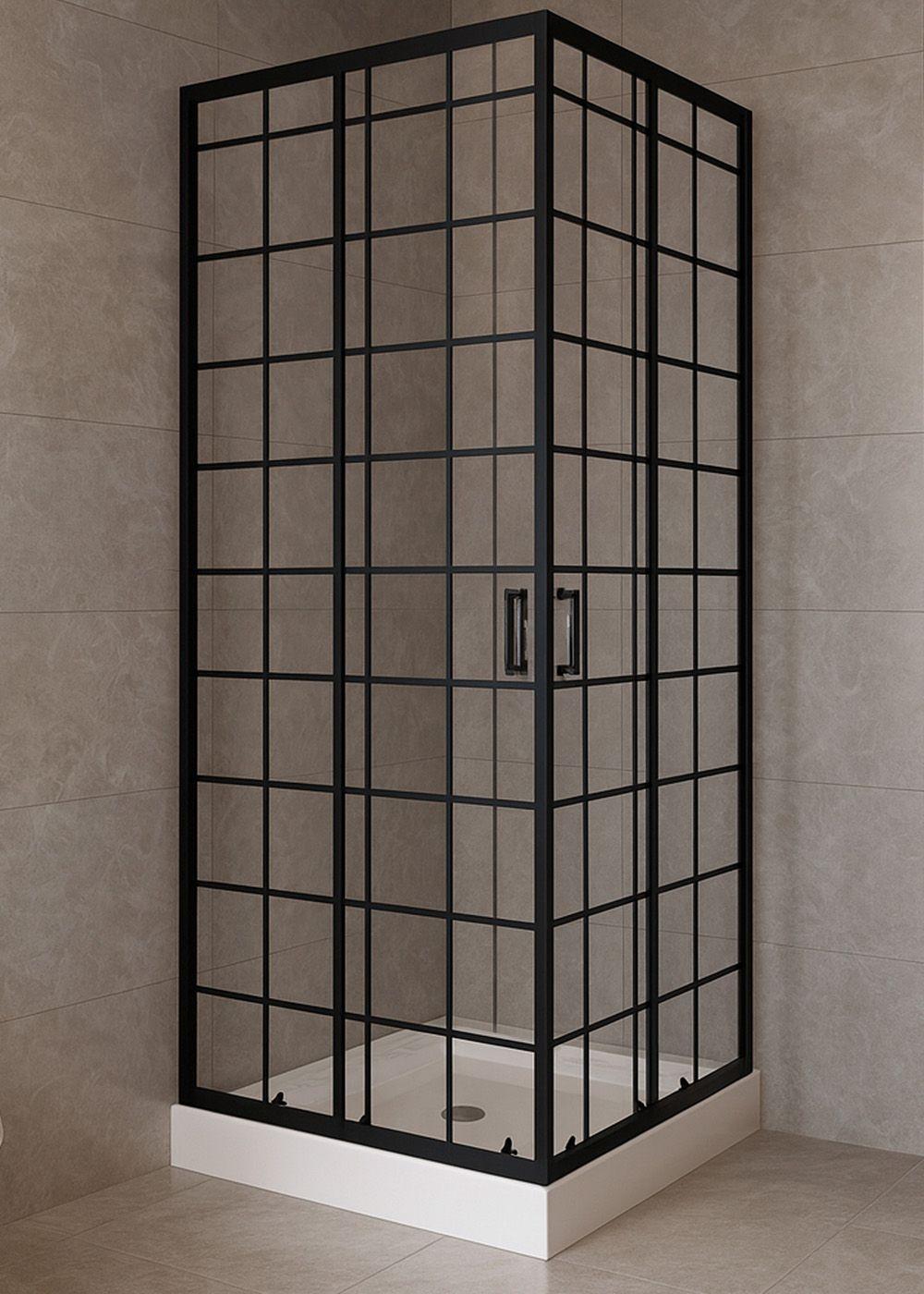 Shower Door Joytek Recto Cuadros Negros 70x70x198cm con Receptáculo-2