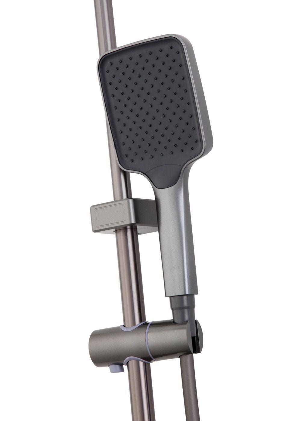 COLUMNA DUCHA TECLADO MONOMANDO 4 FUNCIONES PLATO RECTANGULAR GRIS GRAFITO-5