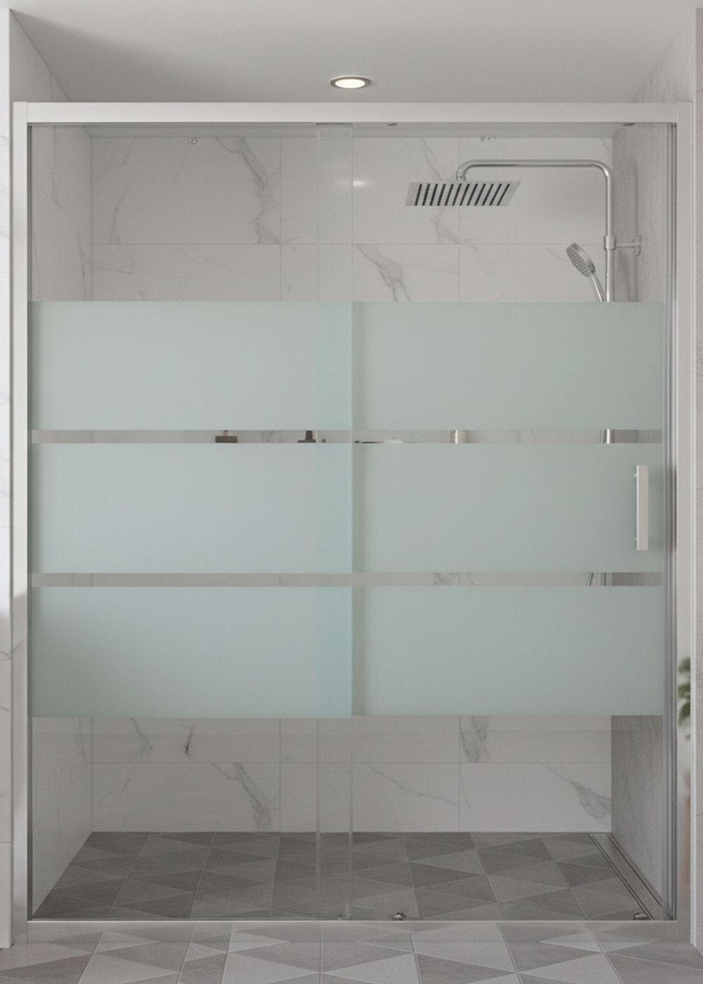 MAMPARA AJUSTABLE DE DUCHA STYLE 140-160 LINEAS BLANCAS (2 HOJAS)-2