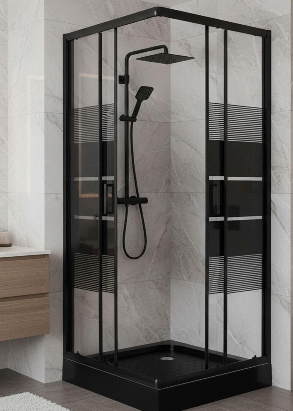 SHOWER DOOR JOYTEK RECTO STYLE NEGRO 80X80X198 CM (INCLUYE RECEPTÁCULO)-5