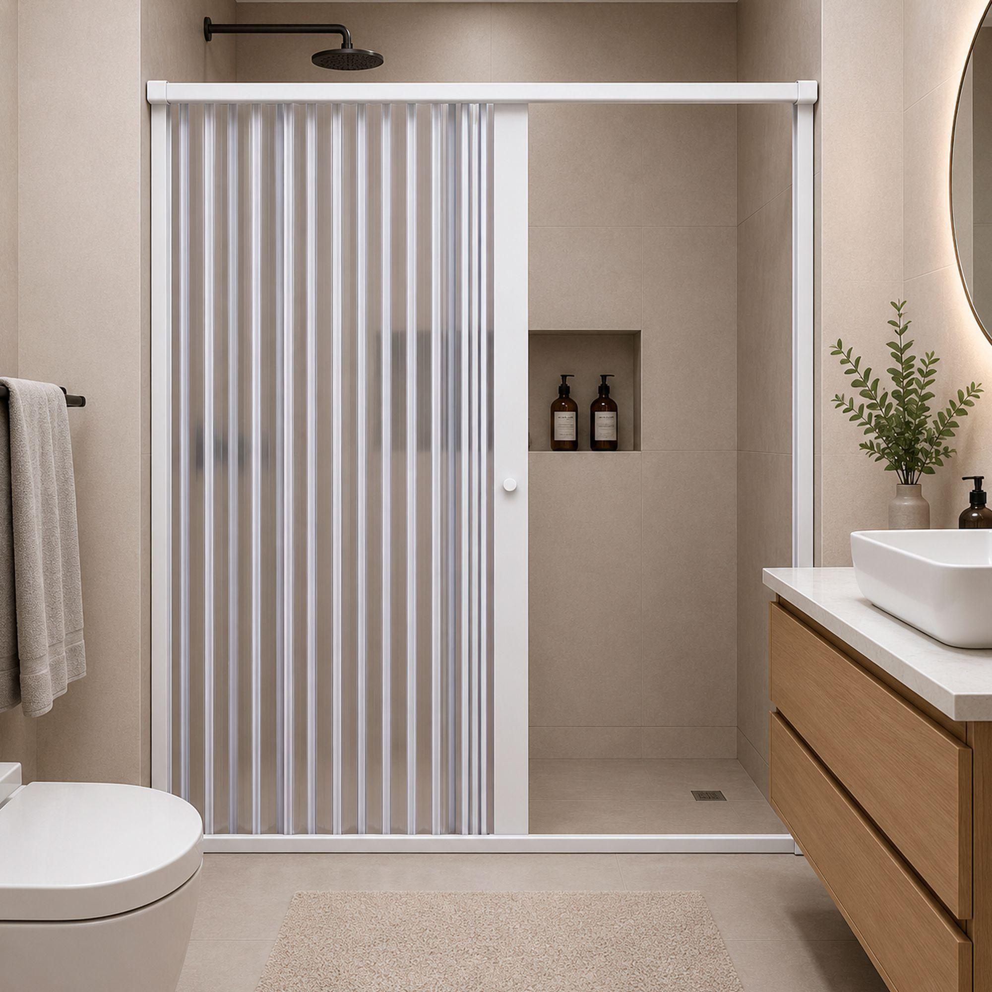 Mampara Ajustable Ducha Joytek Flexbok PVC Blanco 130-145 cm *185 cm-4