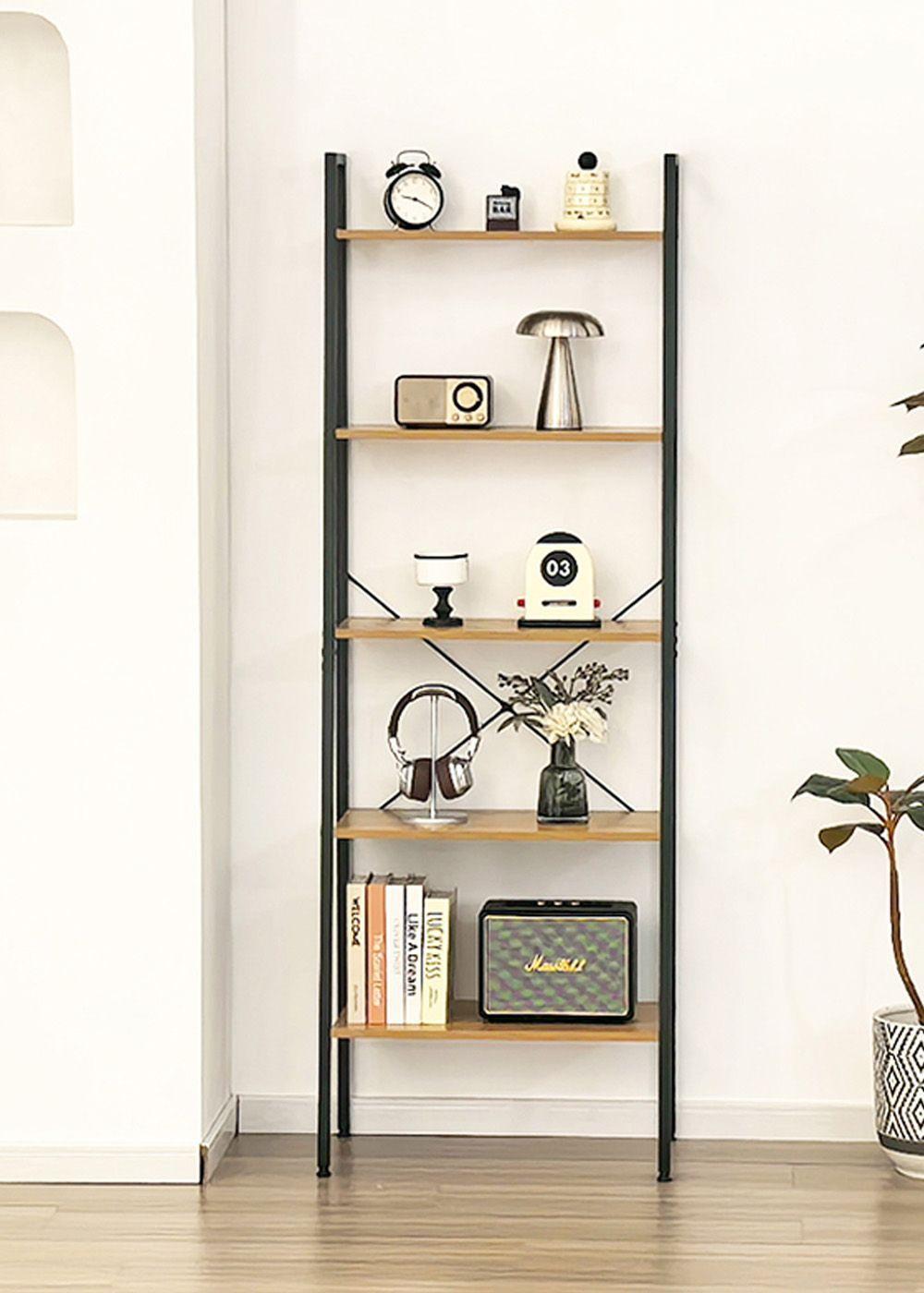 Estante Escalera de Metal con Repisas 60x35x171 cm Roble Claro-4