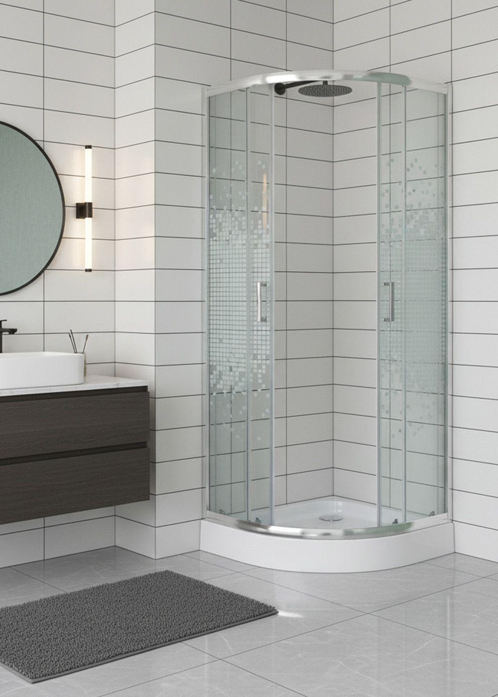 SHOWER DOOR  JOYTEK CURVO MOSAIC WHITE 70X70X199 CM (INCLUYE RECEPTÁCULO)-5