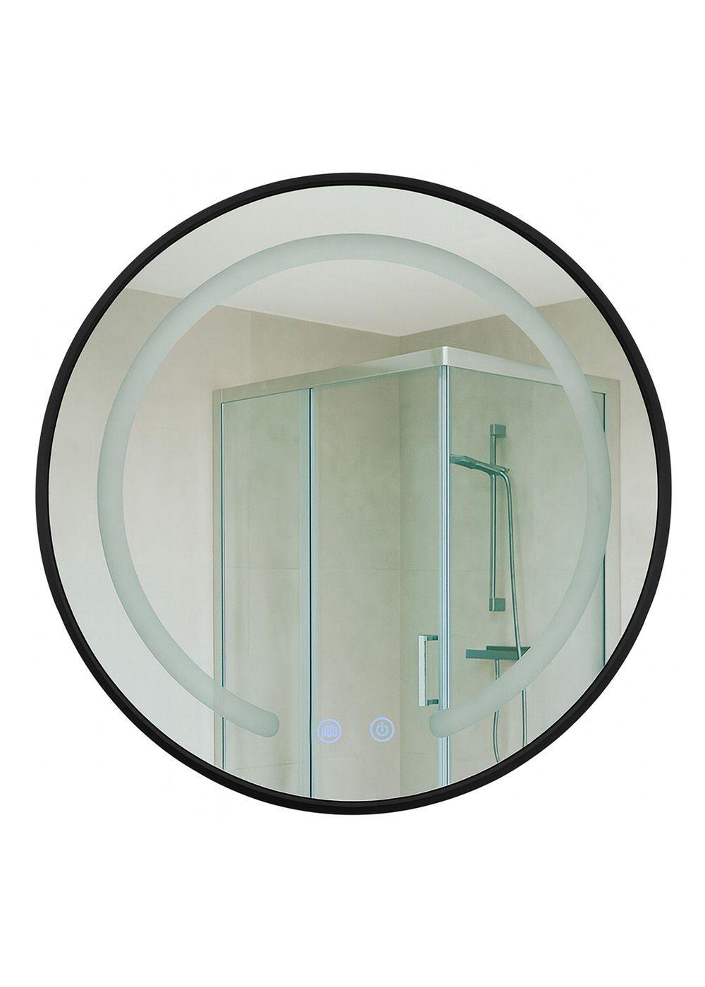 Espejo Redondo Marco Negro Touch con Luz Led 3 colores 60 cm-2