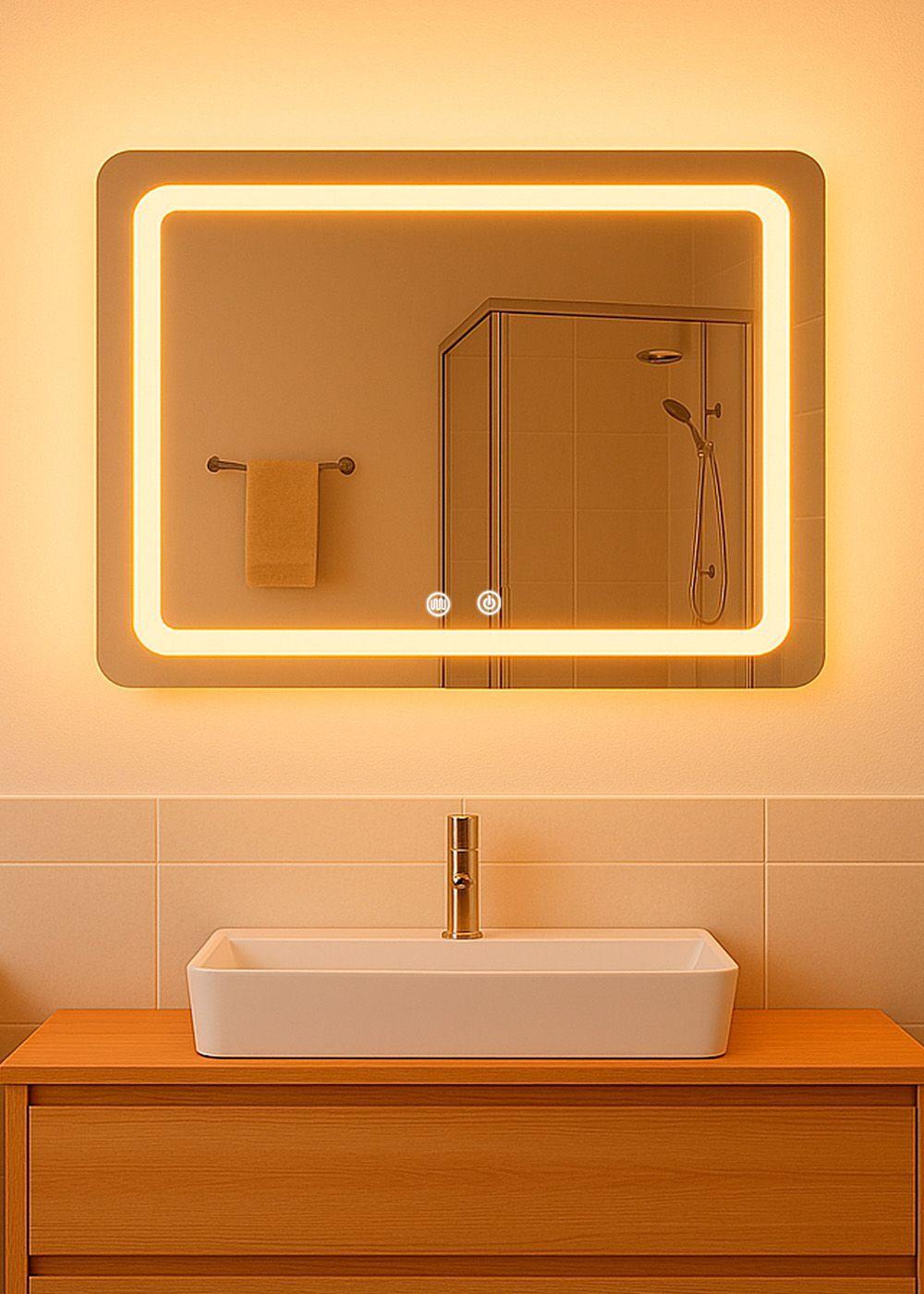 Espejo Rectangular Touch con Luz Led 3 colores 80 x 60 cm-3