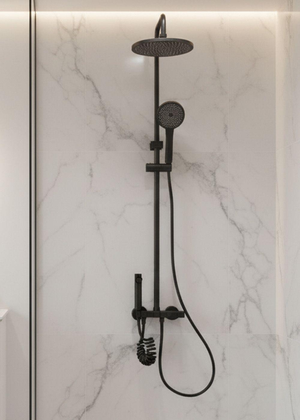 COLUMNA DUCHA TECLADO MONOMANDO 4 FUNCIONES PLATO REDONDO NEGRO-3