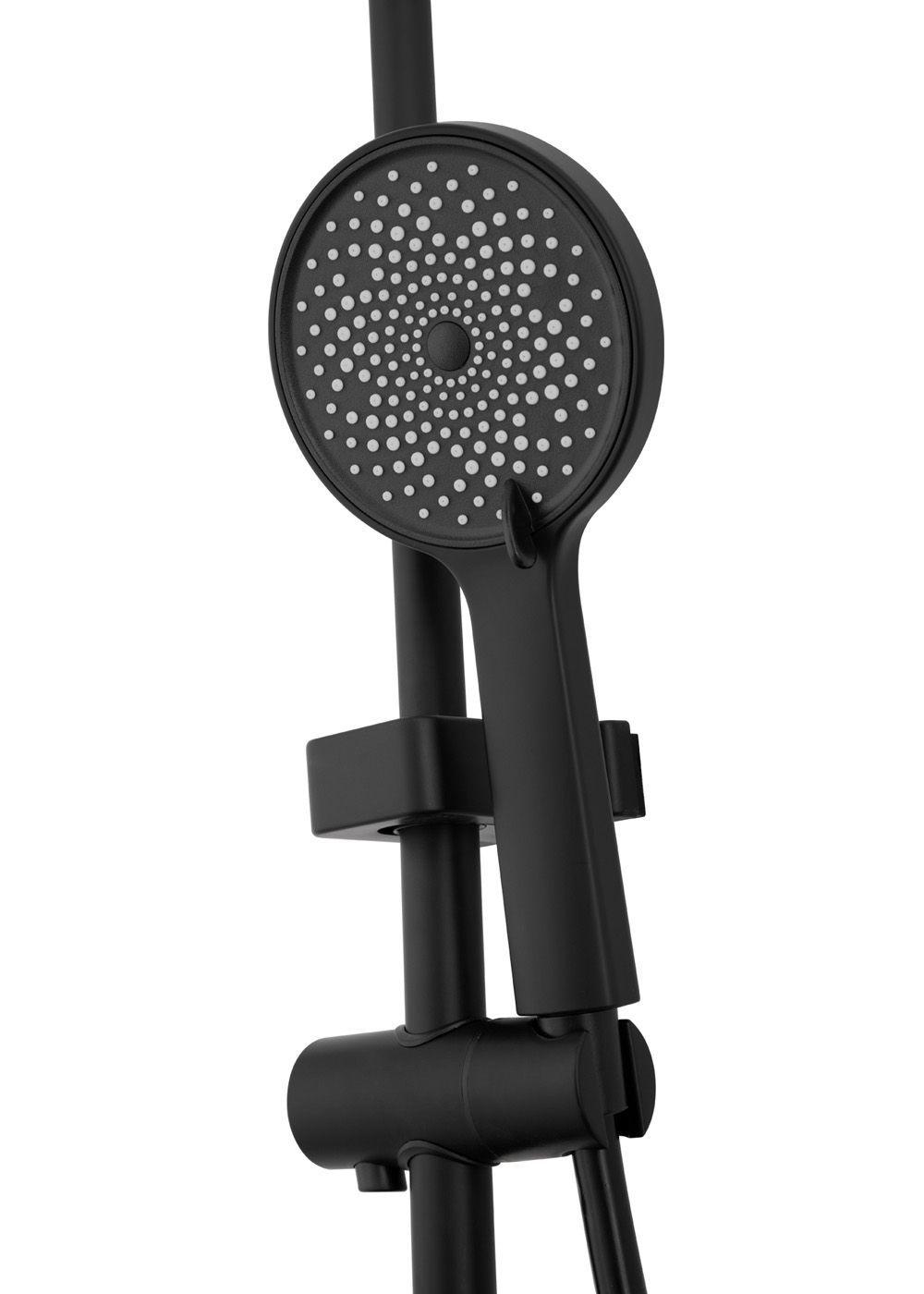 COLUMNA DUCHA TECLADO MONOMANDO 4 FUNCIONES PLATO REDONDO NEGRO-4