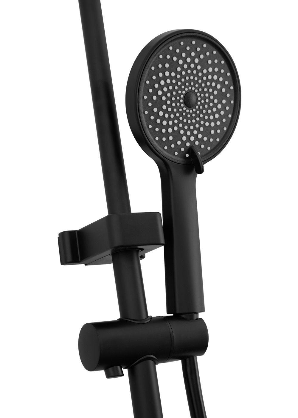 COLUMNA DUCHA TECLADO MONOMANDO 4 FUNCIONES PLATO REDONDO NEGRO-7