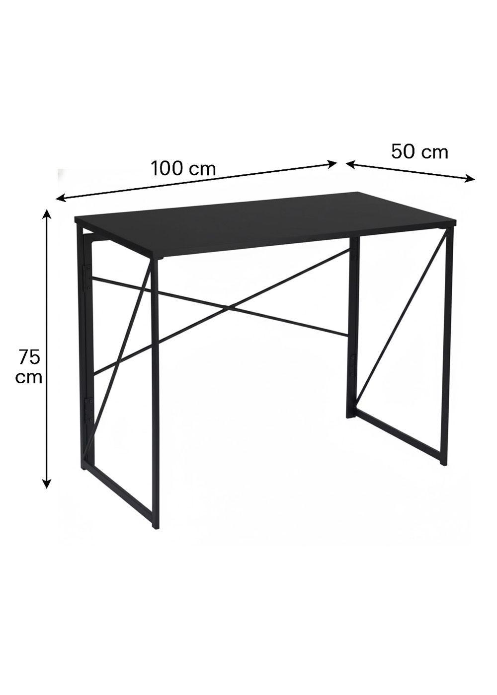 Mesa Escritorio Plegable de Metal y Madera Negro 100x50x75 cm-5