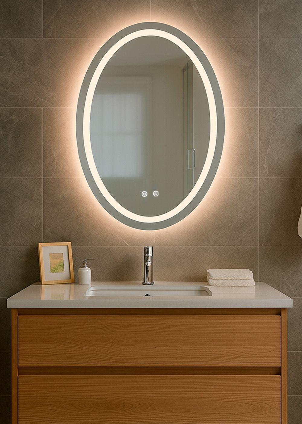 Espejo Ovalado Touch con Luz Led 3 colores 60 x 80 cm-4