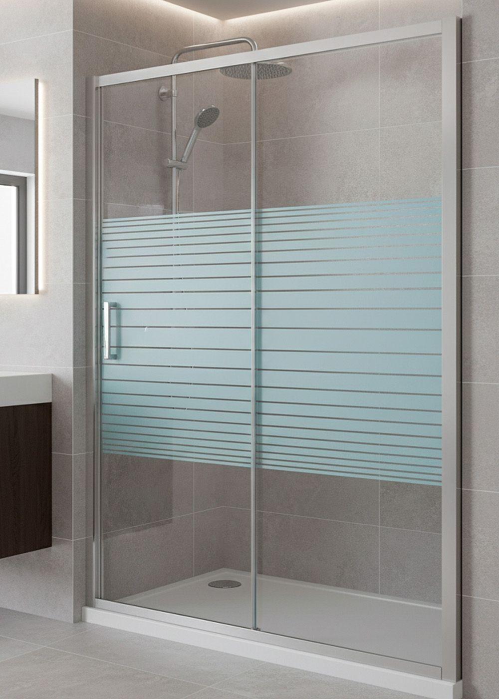 Mampara Ajustable de Ducha Strava 140-160 cm Líneas blancas-2