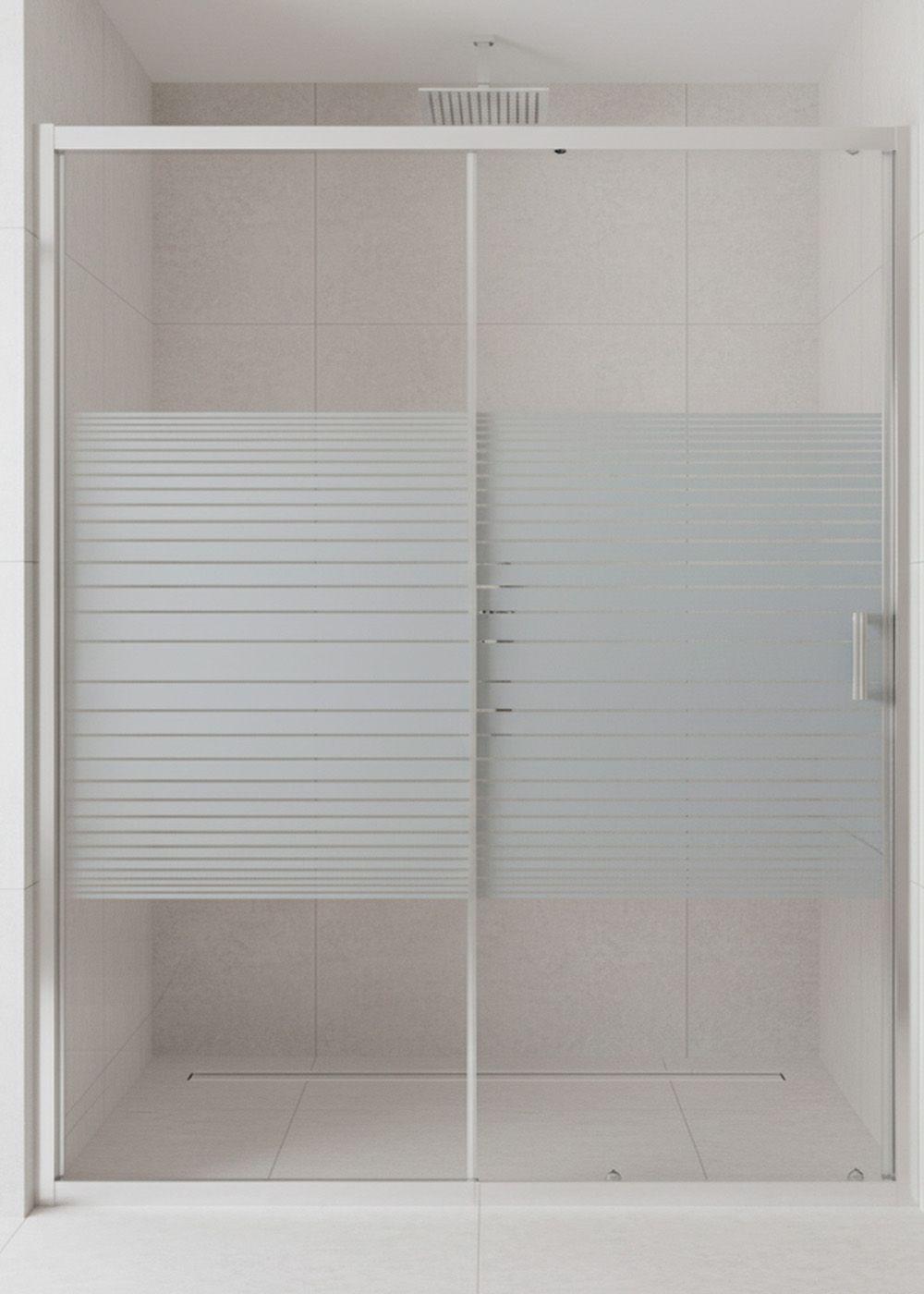 Mampara Ajustable de Ducha Strava 140-160 cm Líneas blancas-5