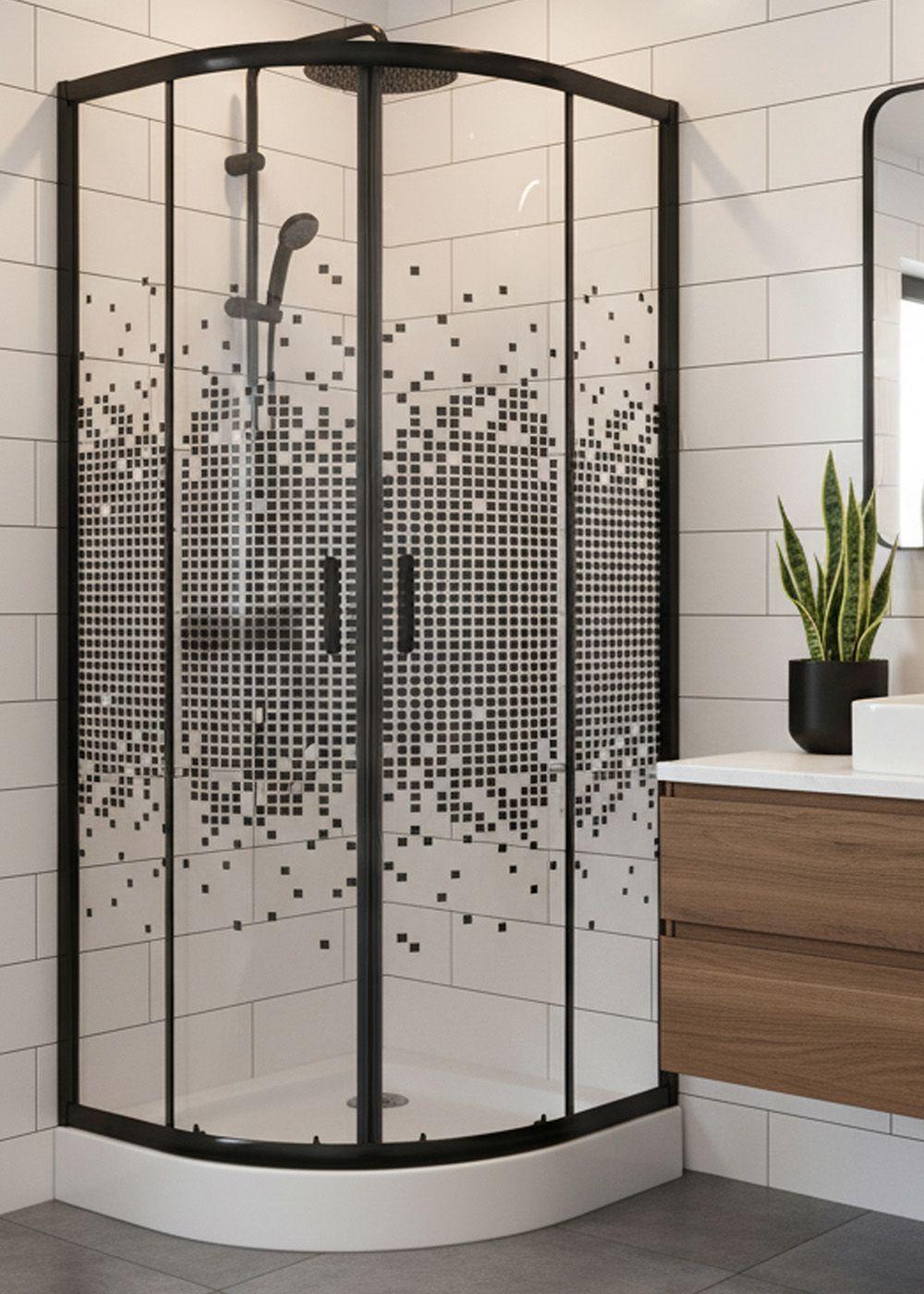 SHOWER DOOR JOYTEK CURVO MOSAIC BLACK 80X80X199 CM (INCLUYE RECEPTÁCULO) -2