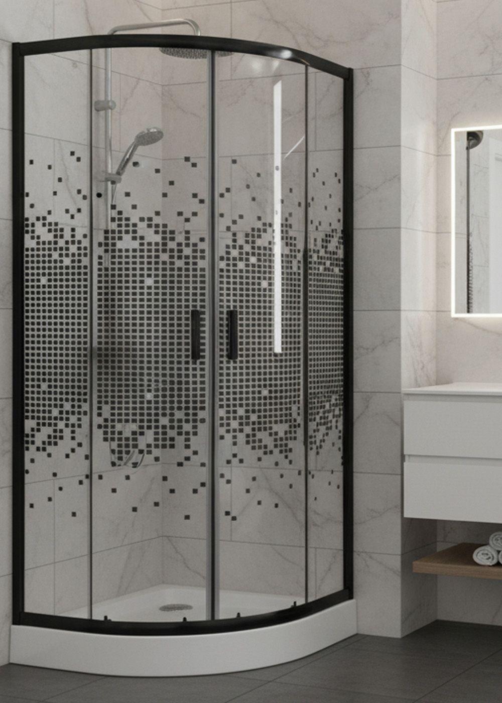 SHOWER DOOR JOYTEK CURVO MOSAIC BLACK 80X80X199 CM (INCLUYE RECEPTÁCULO) -3