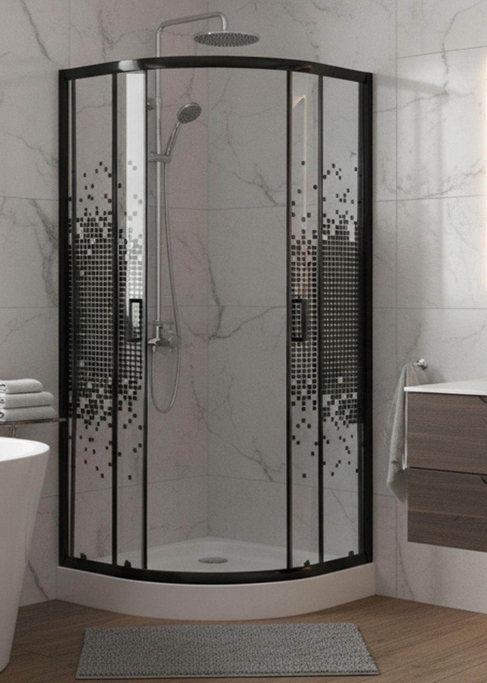 SHOWER DOOR JOYTEK CURVO MOSAIC BLACK 80X80X199 CM (INCLUYE RECEPTÁCULO) -5