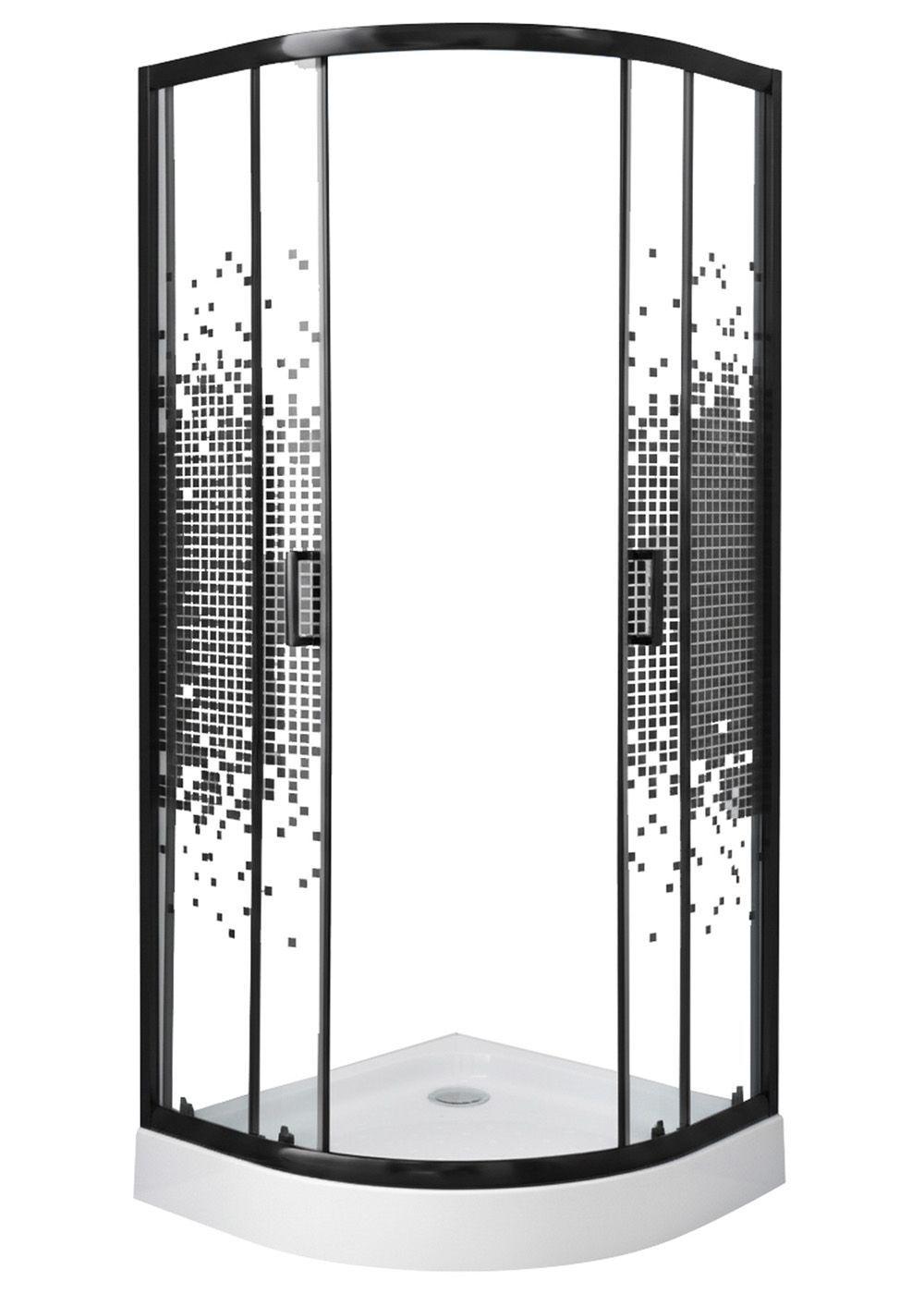SHOWER DOOR JOYTEK CURVO MOSAIC BLACK 80X80X199 CM (INCLUYE RECEPTÁCULO) -7
