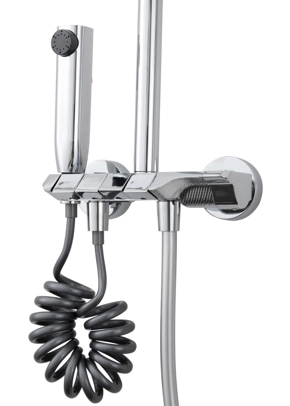 COLUMNA DUCHA TECLADO MONOMANDO 4 FUNCIONES PLATO REDONDO CROMADO-4