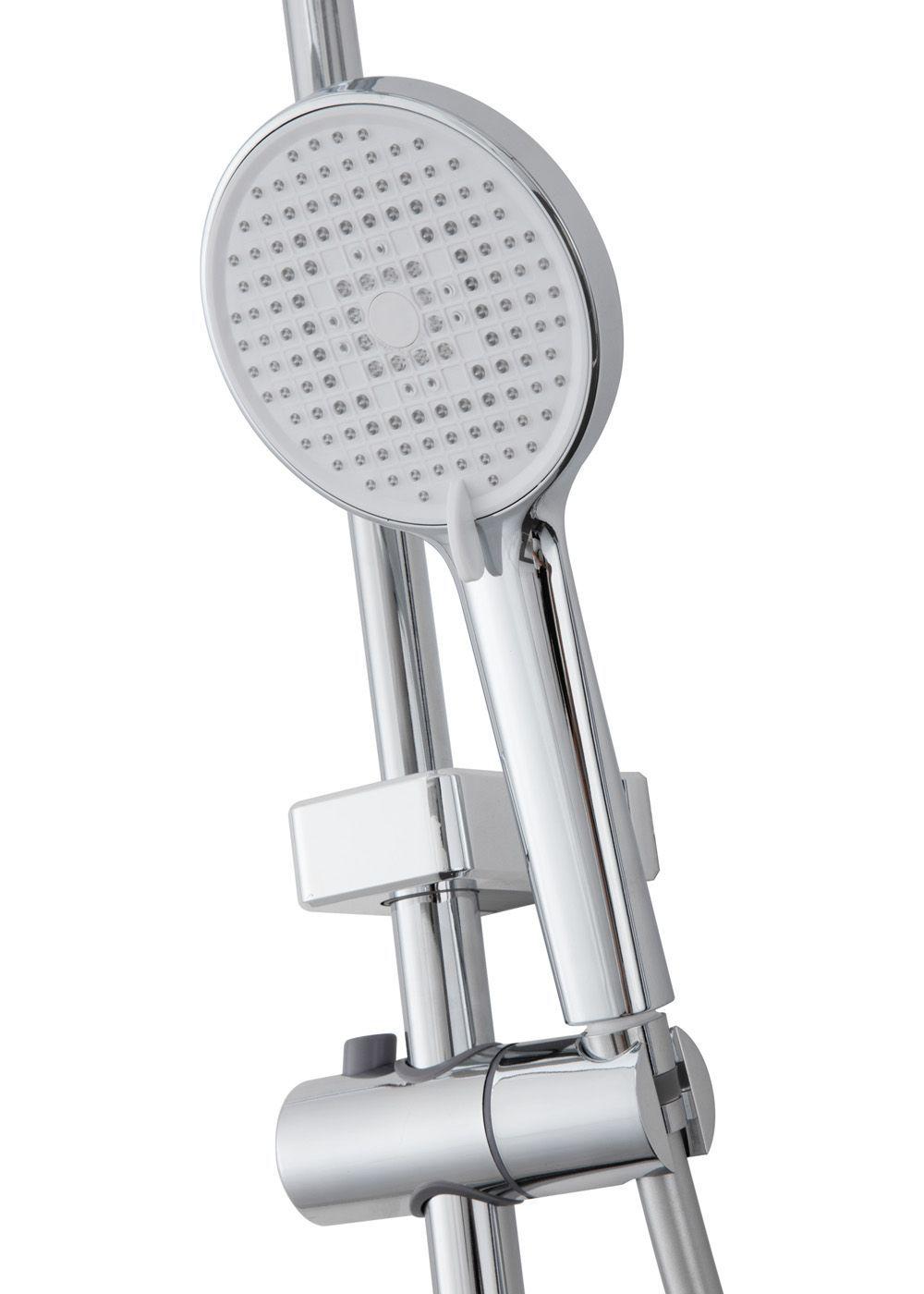 COLUMNA DUCHA TECLADO MONOMANDO 4 FUNCIONES PLATO REDONDO CROMADO-6