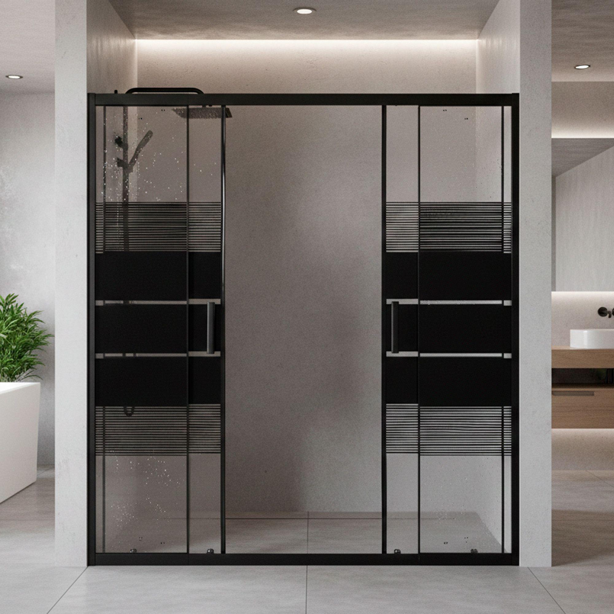 Mampara Ajustable de Ducha Style 160-180 cm Líneas negras-3