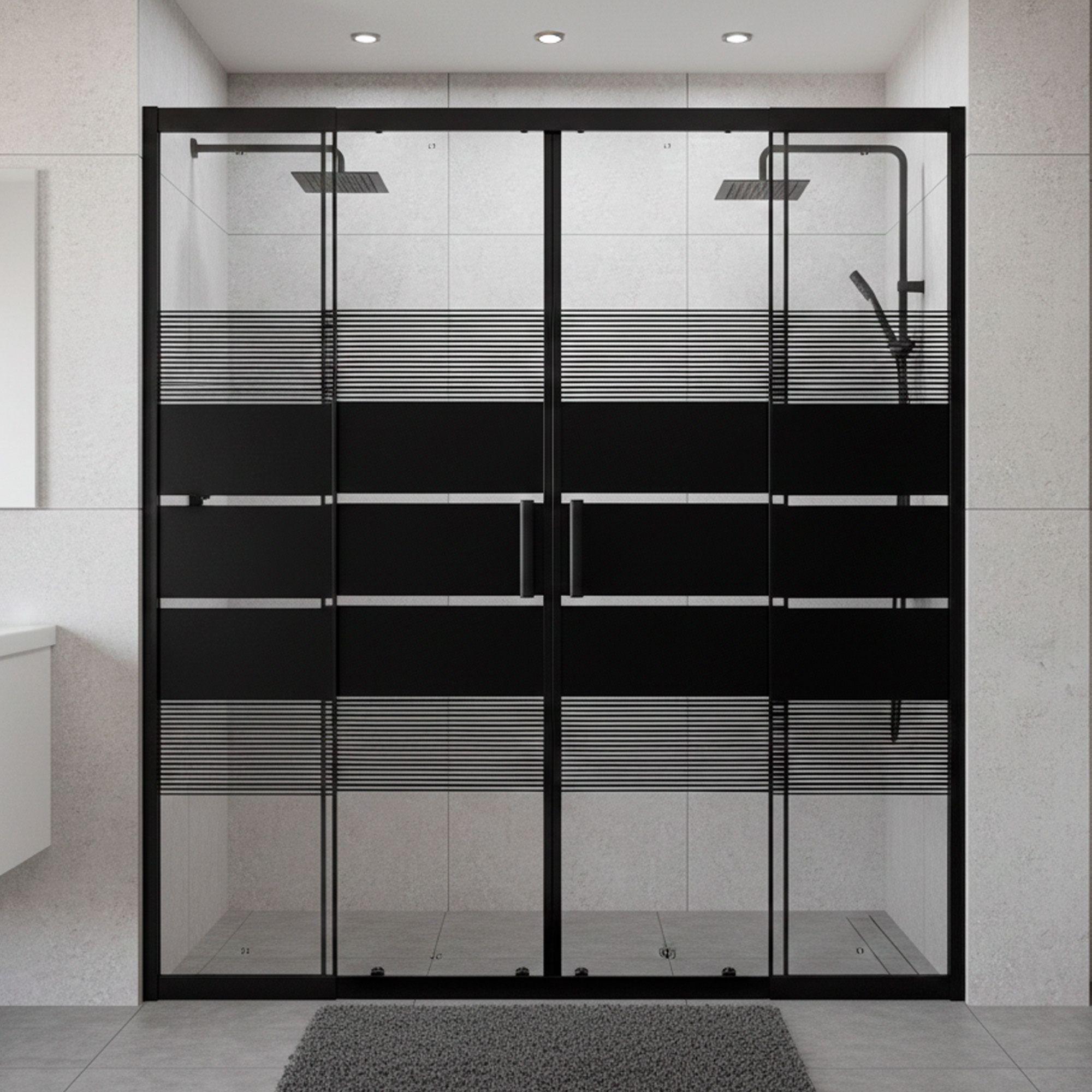 Mampara Ajustable de Ducha Style 160-180 cm Líneas negras-5