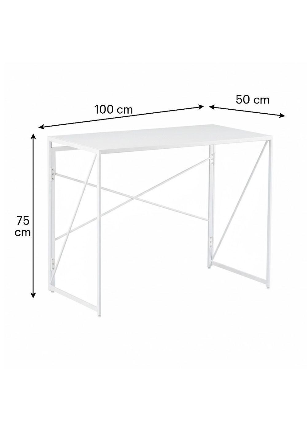 Mesa Escritorio Plegable de Metal y Madera Blanco 100x50x75 cm-5