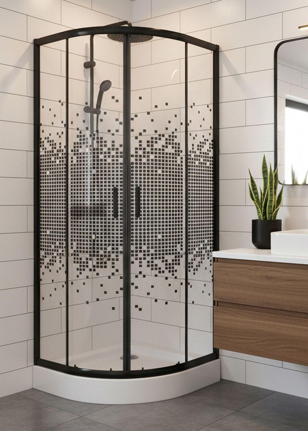 SHOWER DOOR JOYTEK CURVO MOSAIC BLACK 70X70X199 CM (INCLUYE RECEPTÁCULO)-2