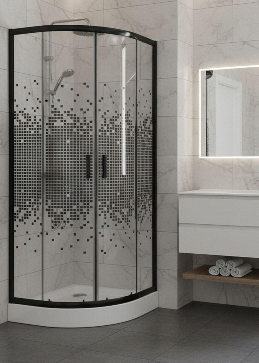 SHOWER DOOR JOYTEK CURVO MOSAIC BLACK 70X70X199 CM (INCLUYE RECEPTÁCULO)-3