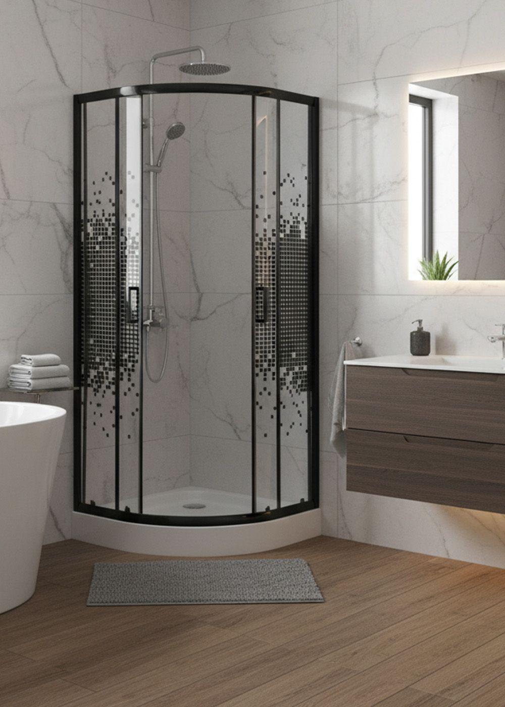 SHOWER DOOR JOYTEK CURVO MOSAIC BLACK 70X70X199 CM (INCLUYE RECEPTÁCULO)-4