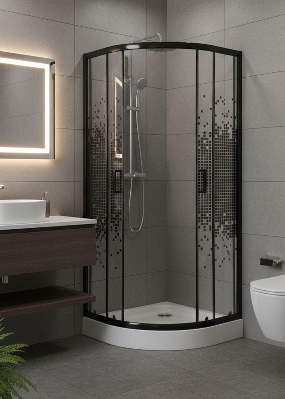SHOWER DOOR JOYTEK CURVO MOSAIC BLACK 70X70X199 CM (INCLUYE RECEPTÁCULO)-5