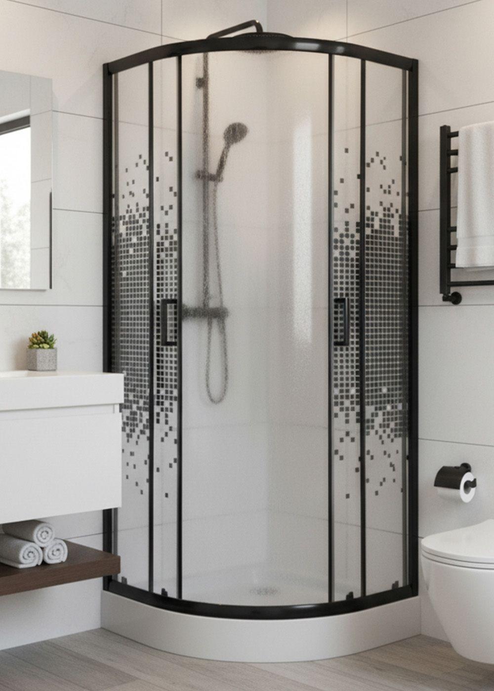 SHOWER DOOR JOYTEK CURVO MOSAIC BLACK 70X70X199 CM (INCLUYE RECEPTÁCULO)-6