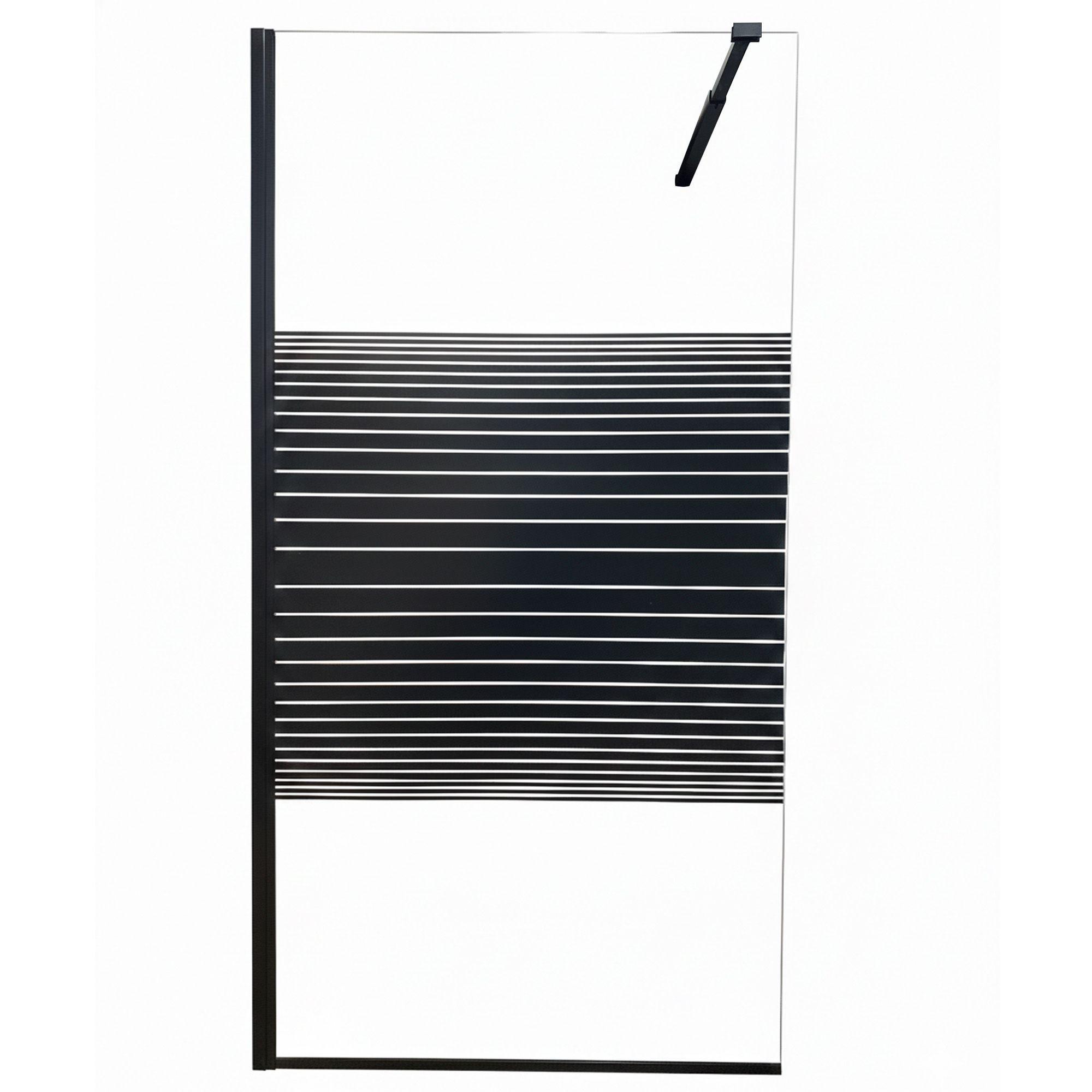 Mampara Fija de Baño Strava Negro Joytek 190×90 cm Vidrio Templado 8 mm-2