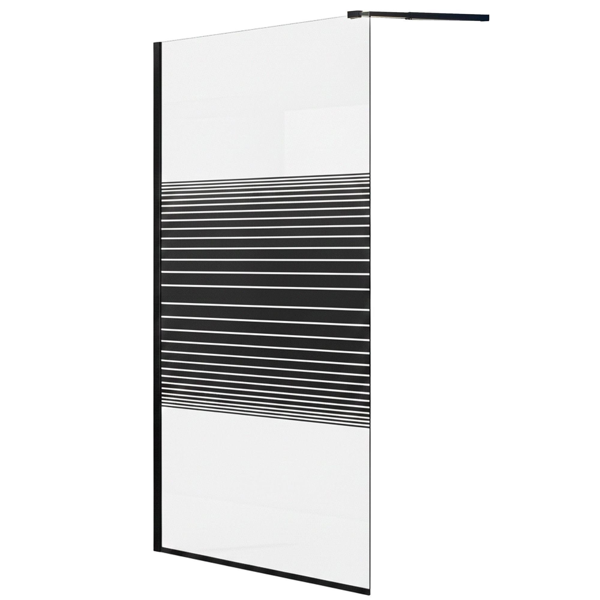 Mampara Fija de Baño Strava Negro Joytek 190×90 cm Vidrio Templado 8 mm-3