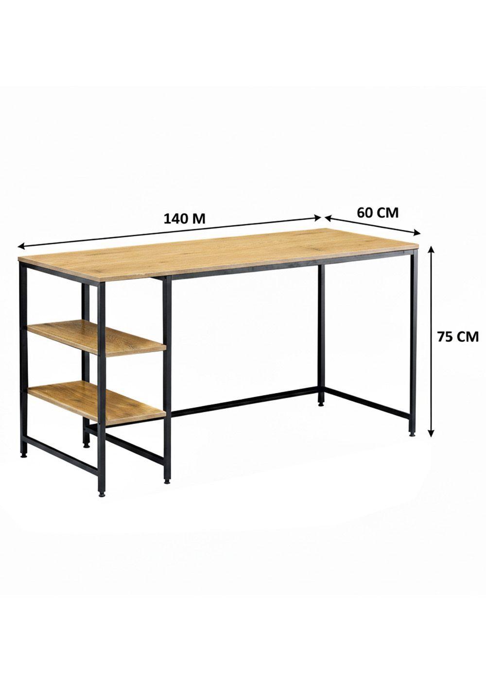 Escritorio de Metal y Madera con Repisas 140x60x75 cm Roble Claro-5