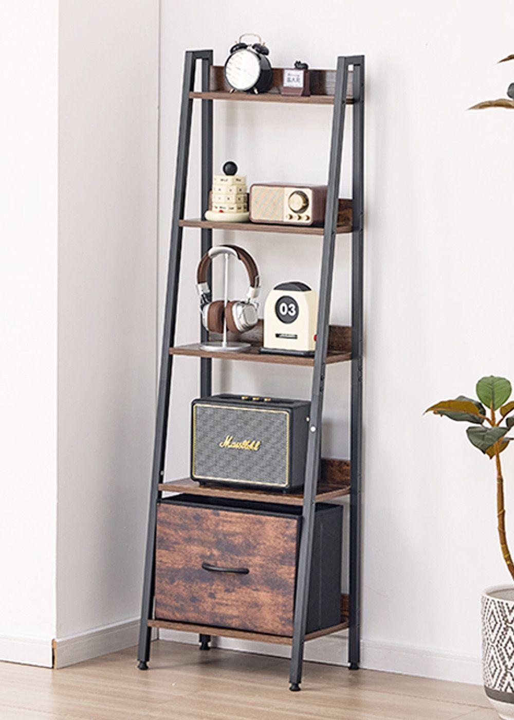 Estante Organizador Decorativo con Repisas y Cajón Inferior 141x42x29 cm-2