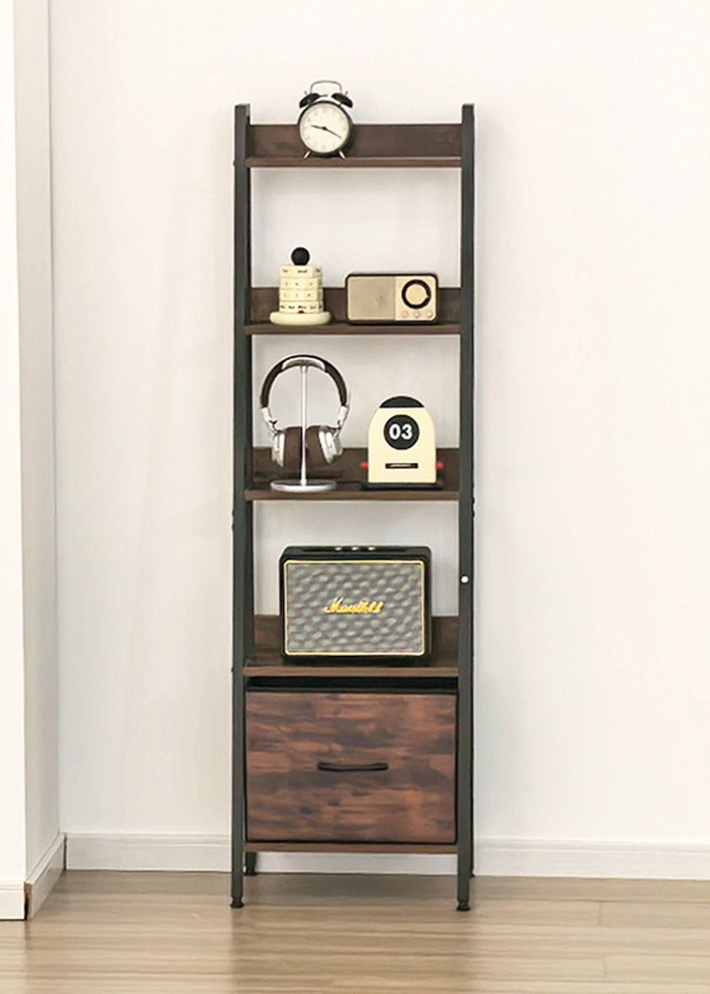 Estante Organizador Decorativo con Repisas y Cajón Inferior 141x42x29 cm-5