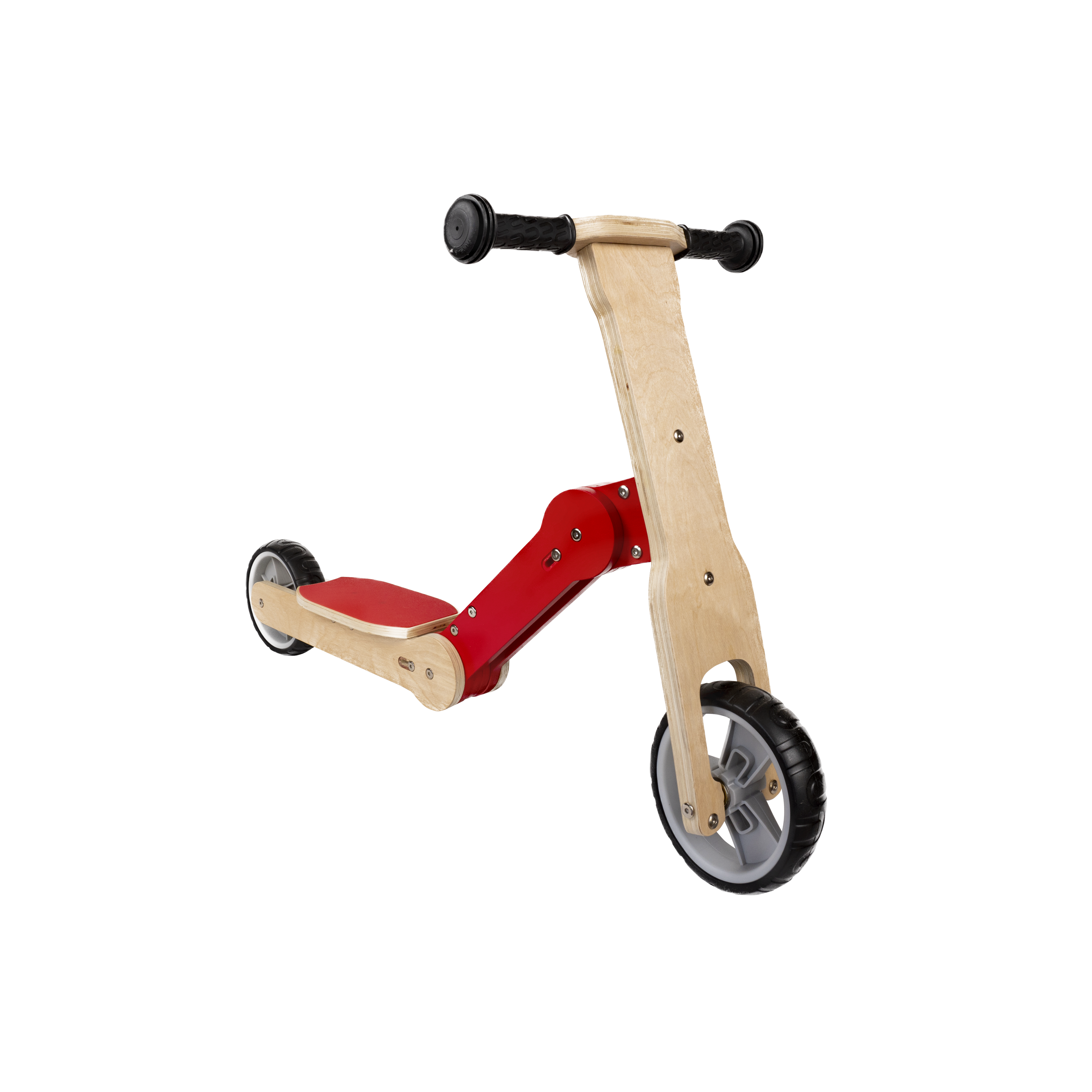 Scooter y Bicicleta De Balance De Madera Color Rojo, 2 en 1-2
