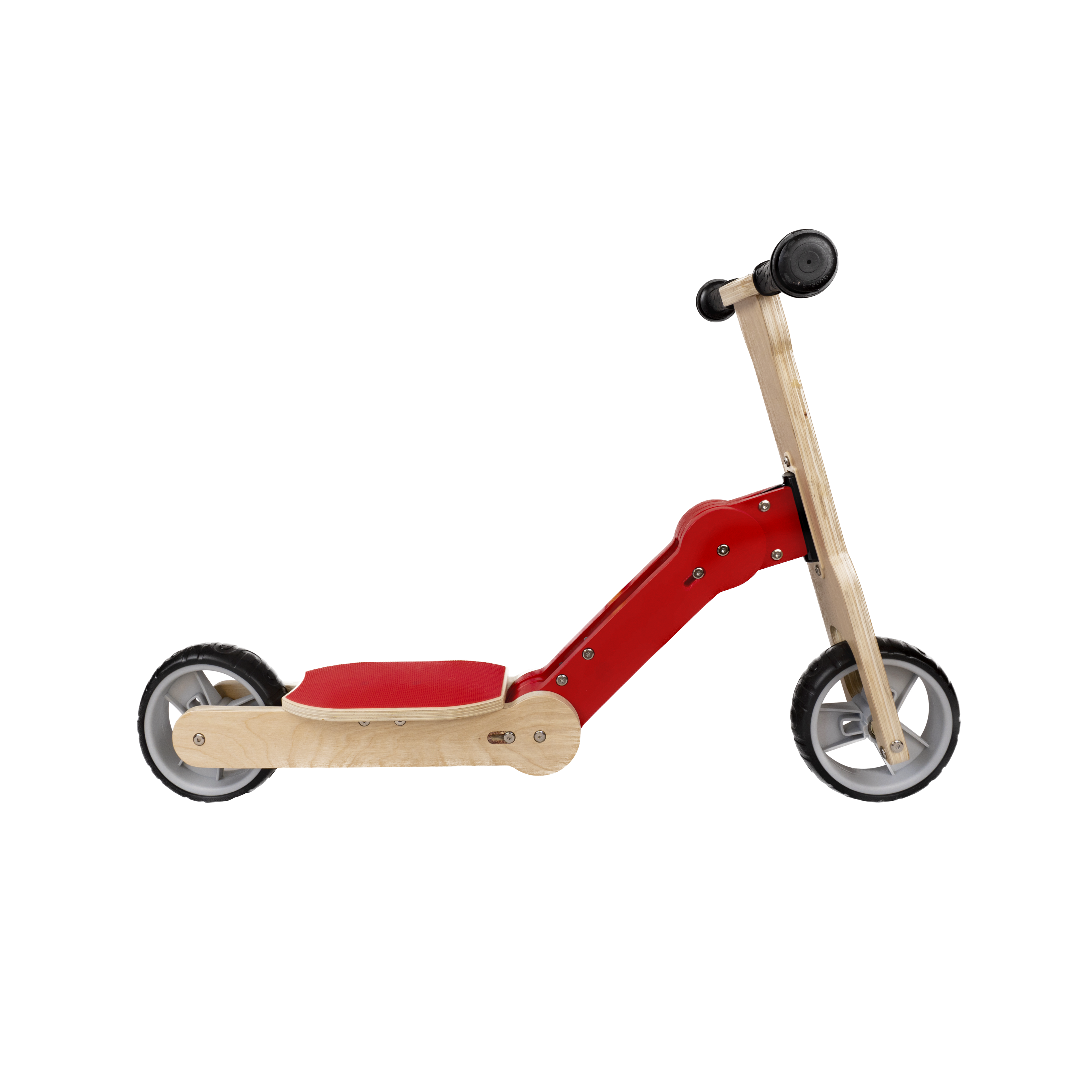 Scooter y Bicicleta De Balance De Madera Color Rojo, 2 en 1-3