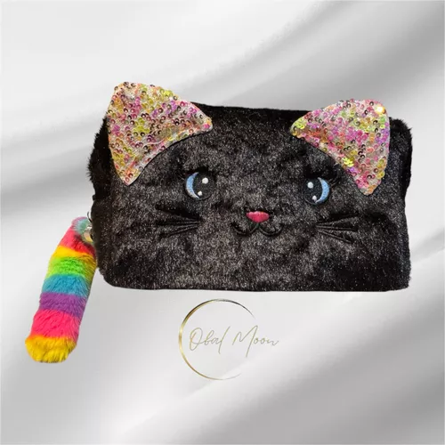 Estuche Diseño Gatito De Felpa, Kawaii Escolar, Oficina-1