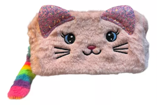 Estuche Diseño Gatito De Felpa, Kawaii Escolar, Oficina-0